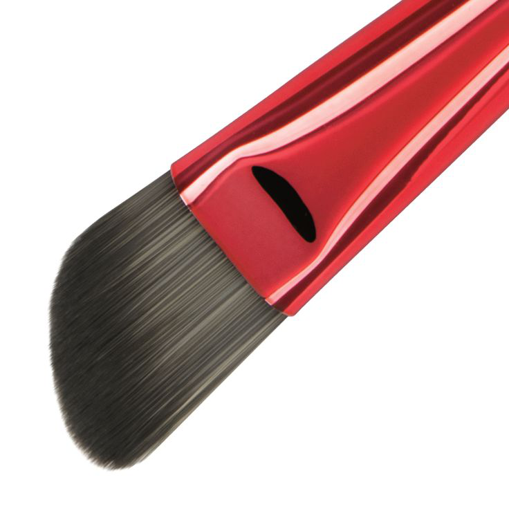 a red angled concealer brush