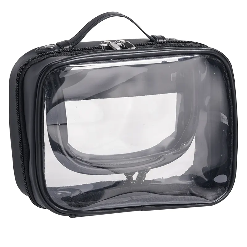 BS-MALL Black Transparent Travel Toiletry Bag