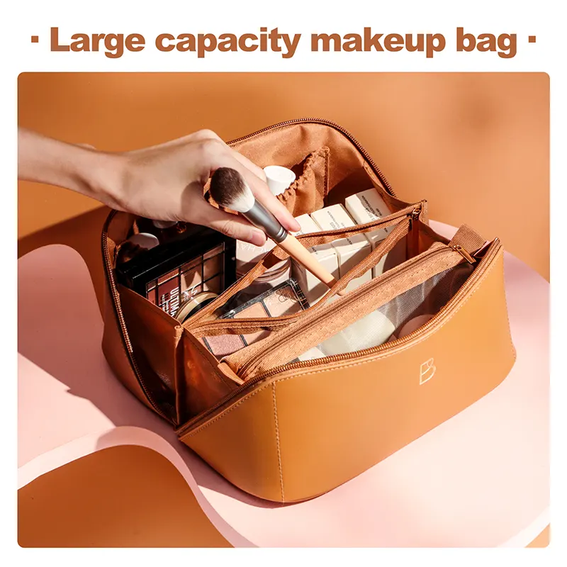 BS-MALL Custom PU Leather Cosmetic Makeup Bag Inner