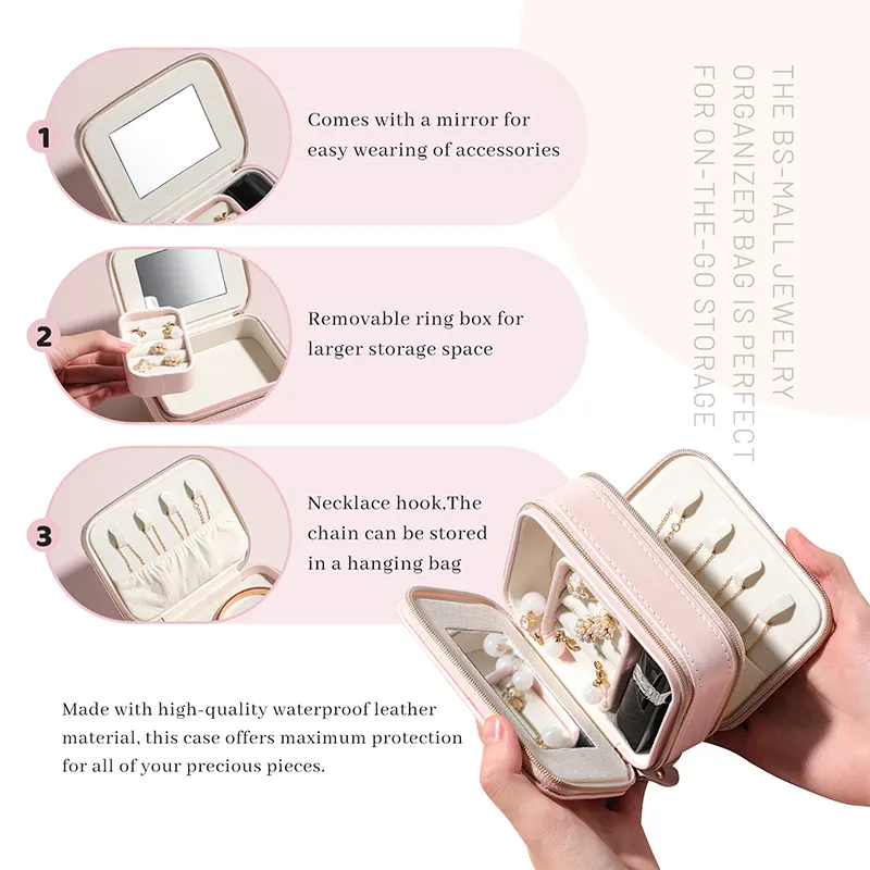 BS-MALL Luxurious Style 2 in 1 Jewelry Makeup Tool Case Details