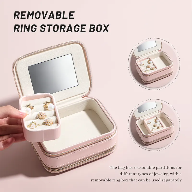 BS-MALL Luxurious Style 2 in 1 Jewelry Makeup Tool Case Removable Ring Box
