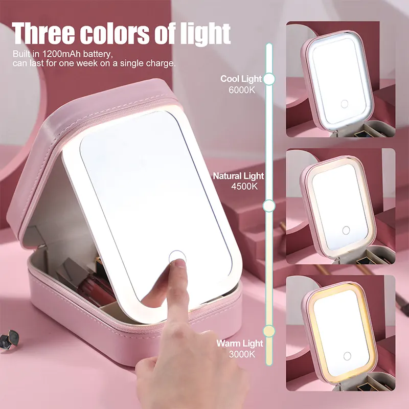 BS-MALL Luxury Cosmetic Jewelry Storage Box Light Color