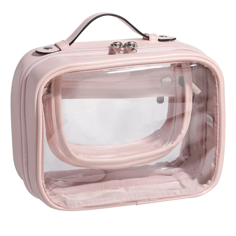 BS-MALL Pink Transparent Travel Toiletry Bag