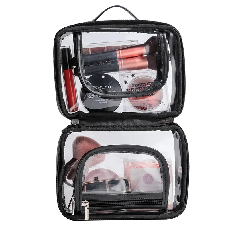 BS-MALL Transparent Travel Toiletry Bag black