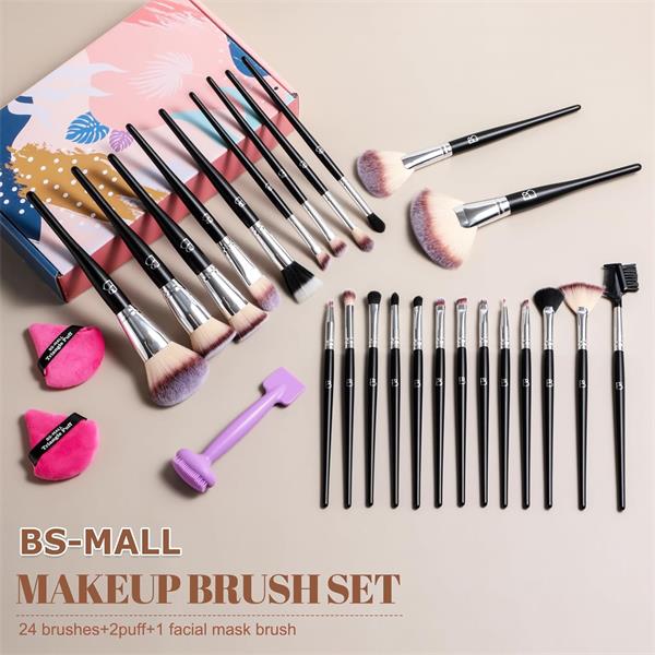 BS-MALL 24 Pcs Makeup Brushes Set with Face Mask Brush Gift Set